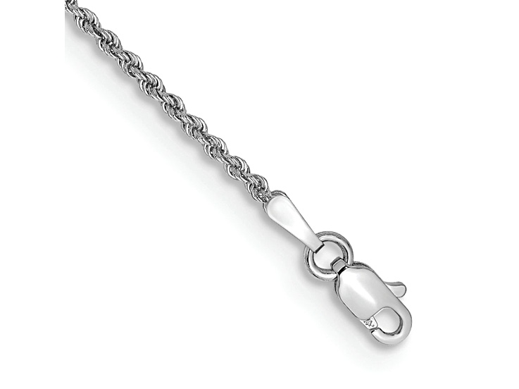Rhodium Over 14k White Gold 1.5mm Rope Link Bracelet