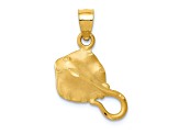 14k Yellow Gold Satin and Diamond-Cut Stingray Pendant