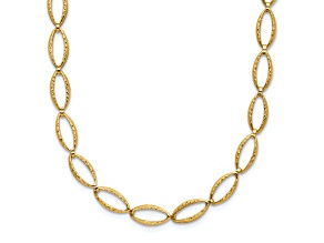 14k Yellow Gold Polished and Diamond-Cut Fancy Link 18 Inch Necklace