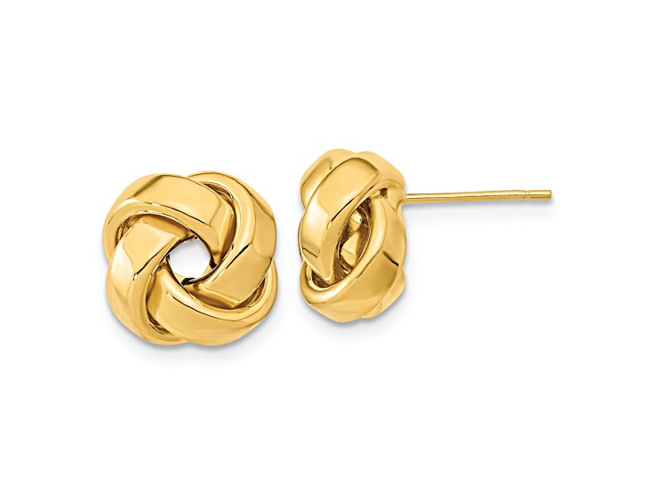 10k Yellow Gold 12mm Polished Love Knot Stud Earrings