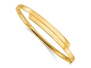 14k Yellow Gold 7.4mm Polished Overlap Hinged Bangle
