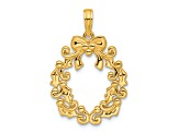 14K Yellow Gold Polished Christmas Wreath Pendant