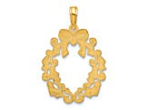 14K Yellow Gold Polished Christmas Wreath Pendant