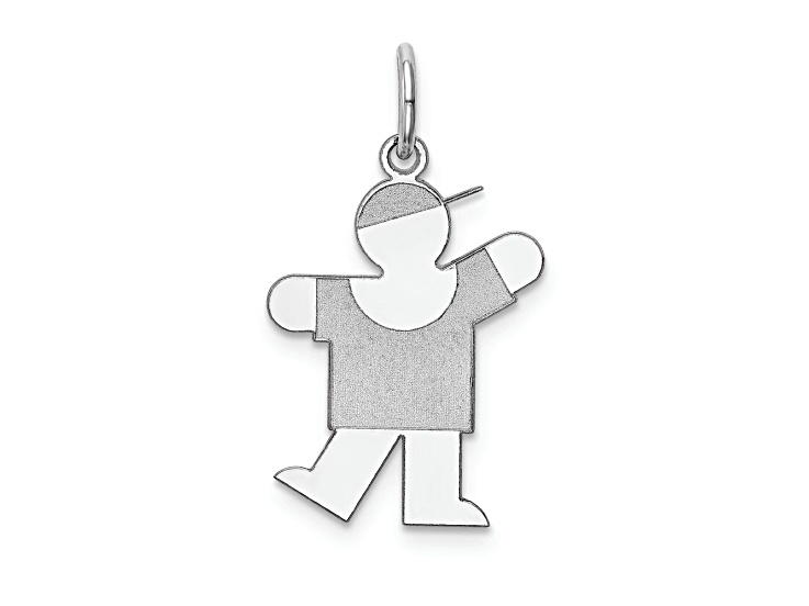 Rhodium Over 14K White Gold Satin Boy with Cap Charm
