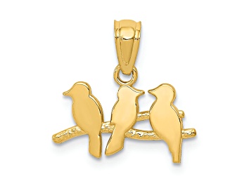 Picture of 14K Yellow Gold Polished Three Birds on a Branch Pendant