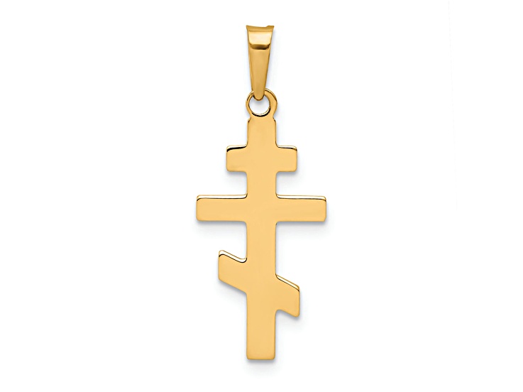 14K Yellow Gold Eastern Orthodox Cross Charm
