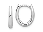 Rhodium Over 14k White Gold Polished 1/2" Oval Hinged Hoop Earrings