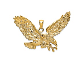 14k Yellow Gold Textured Eagle with Beak Touching Claws Charm