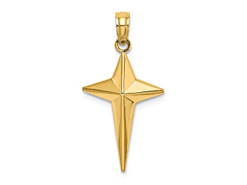 Picture of 14k Yellow Gold Polished 2D Triangle Tipped Cross Charm
