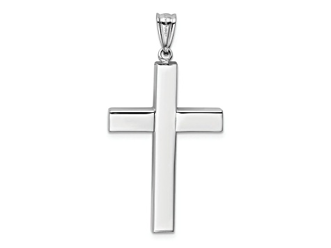 Rhodium Over 14k White Gold Polished Cross Pendant