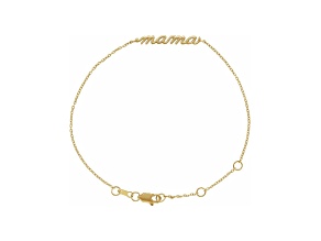 14K Yellow Gold Mama Script Bracelet, adjusts from 6.5-7.5 Inches.