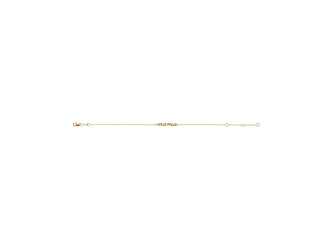 14K Yellow Gold Mama Script Bracelet, adjusts from 6.5-7.5 Inches.