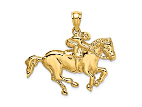 14k Yellow Gold Jockey on Horse Pendant