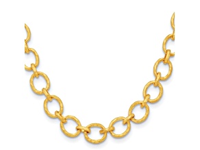 18K Yellow Gold 14mm Hammered Oval Link 20-inch Necklace