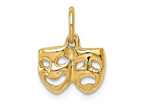 14k Yellow Gold Textured Comedy and Tragedy Charm Pendant