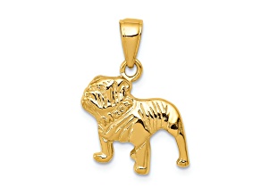 10K Yellow Gold Textured Bulldog Pendant