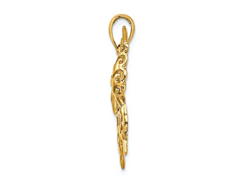14k Yellow Gold Textured Cut-out Butterfly Pendant