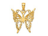 14k Yellow Gold Textured Cut-out Butterfly Pendant