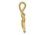 14K Yellow Gold Polished and Textured Key Tied to Heart Lock Charm