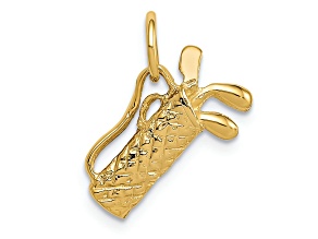 14k Yellow Gold Textured Golf Bag Charm Pendant