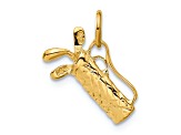 14k Yellow Gold Textured Golf Bag Charm Pendant