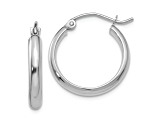 Rhodium Over 14k White Gold 13/16" Hoop Earrings