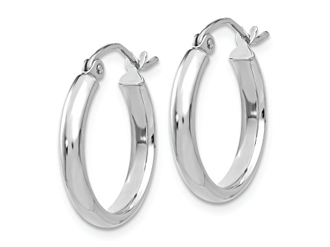 Rhodium Over 14k White Gold 13/16" Hoop Earrings