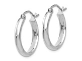 Rhodium Over 14k White Gold 13/16" Hoop Earrings