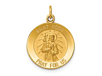 Picture of 14k Yellow Gold Satin Saint Roch Medal Charm