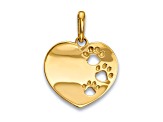 14K Yellow Gold Childrens Heart with Pawprints Pendant
