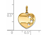 14K Yellow Gold Childrens Heart with Pawprints Pendant