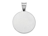 Rhodium Over 14K White Gold Polished and Satin St Joseph Medal Hollow Pendant