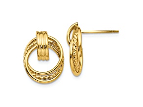14k Yellow Gold Polished Fancy Stud Earrings
