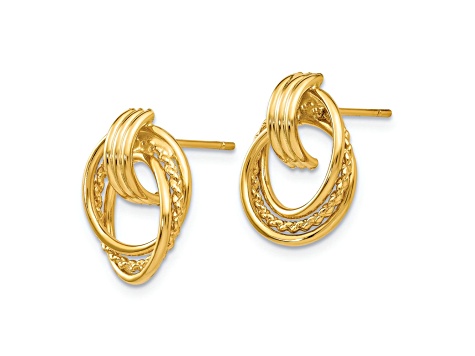 14k Yellow Gold Polished Fancy Stud Earrings