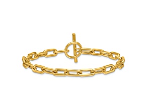 14K Yellow Gold Paperclip Link 7.5 Inch Toggle Bracelet