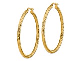 14k Yellow Gold 1 15/16" Diamond-cut Round Hoop Earrings