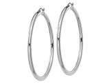 Rhodium Over 14k White Gold Polished 2 3/16" Tube Hoop Earrings