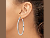 Rhodium Over 14k White Gold Polished 2 3/16" Tube Hoop Earrings