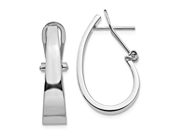 Picture of Rhodium Over 14k White Gold Polished 7/8" Tapered Fancy J-Hoop Earrings