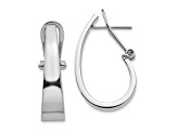 Rhodium Over 14k White Gold Polished 7/8" Tapered Fancy J-Hoop Earrings