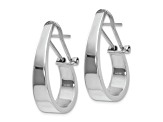 Rhodium Over 14k White Gold Polished 7/8" Tapered Fancy J-Hoop Earrings