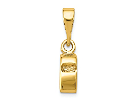 14k Yellow Gold Textured Sports Whistle Pendant