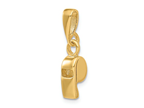 14k Yellow Gold Textured Sports Whistle Pendant