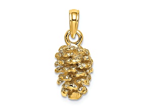 14k Yellow Gold 3D Textured Pinecone Charm