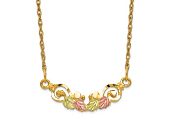 Picture of 10k Yellow Gold With 12k Rose Gold and 12k Green Gold Accent Bar Pendant Ropa Link 19 Inch Necklace