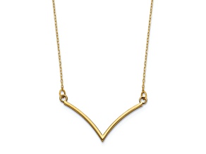 10k Yellow Gold Diamond-Cut Cable Link V Bar 18 Inch Necklace