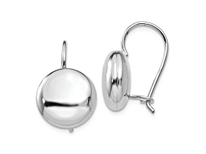 Rhodium Over 14k White Gold Polished Button Earrings