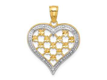 Picture of 14K Two-tone Gold  Edge Diamond-Cut Textured Heart Charm