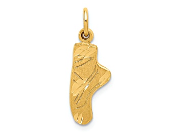 Picture of 14k Yellow Gold Diamond-Cut and Brushed Ballet Slipper Charm