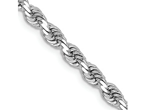 Rhodium Over 14k White Gold 3.25mm Solid Diamond-Cut Rope 16 Inch Chain